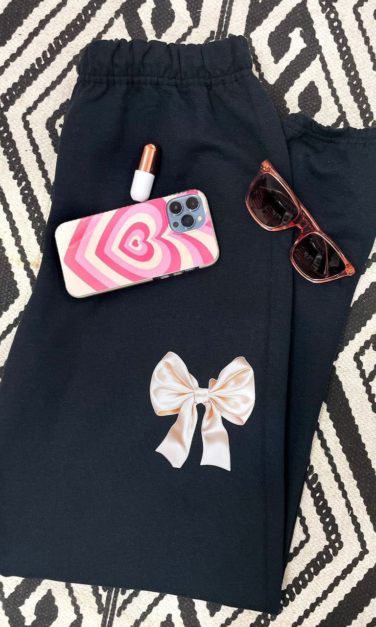 Satin Bow Graphic Sweatpant
