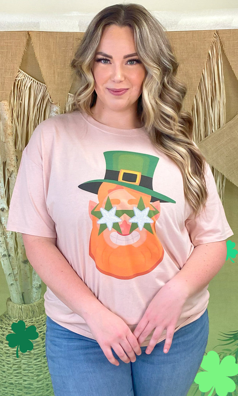 St Patricks Day Sequin Leprechaun Graphic T-Shirt