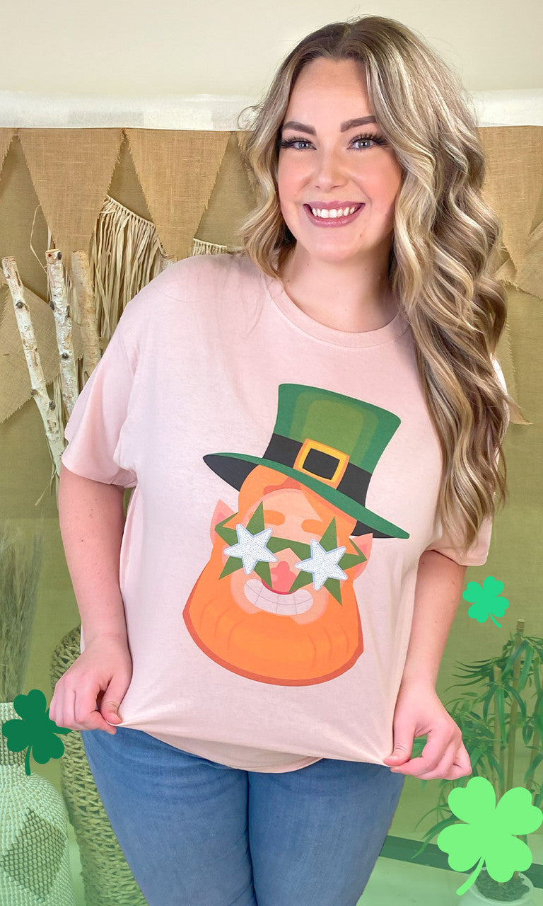 St Patricks Day Sequin Leprechaun Graphic T-Shirt