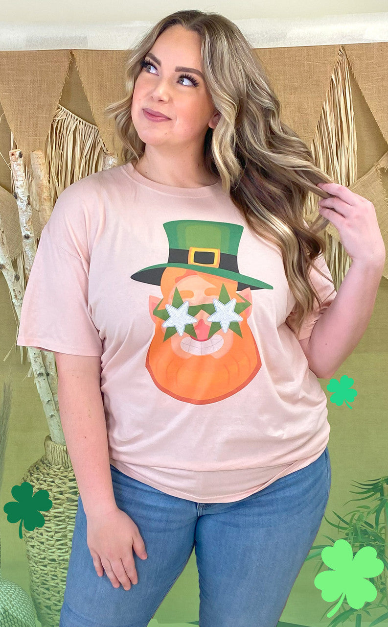 St Patricks Day Sequin Leprechaun Graphic T-Shirt