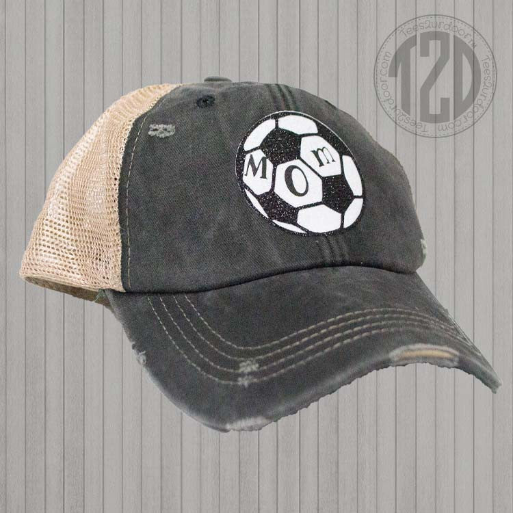Vintage Glitter Sport Hat Mom Soccer