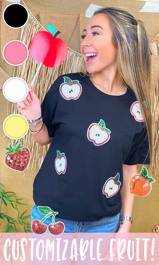 Sparkle Sequin Fruit Graphic T-Shirt