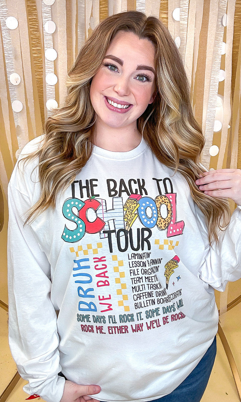 Teacher Back to School Tour Long Sleeve Graphic T-Shirt