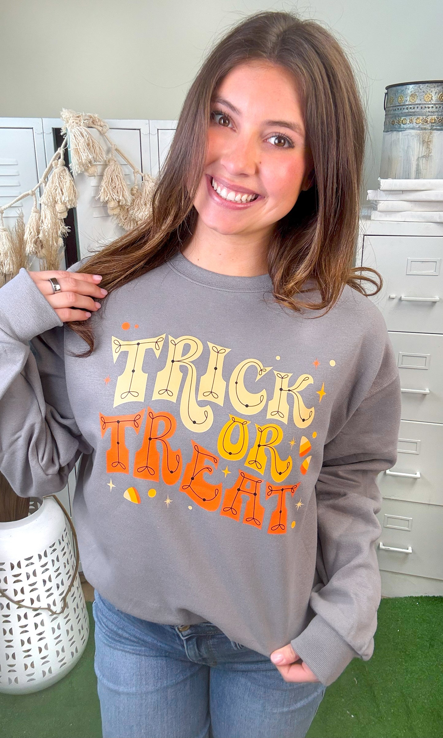 Trick Or Treat Halloween Graphic Sweatshirt