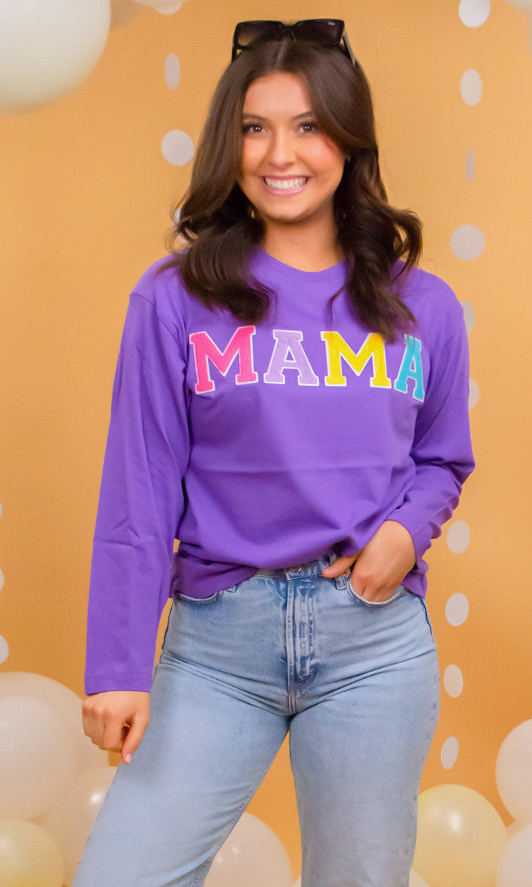 Soft Chenille Mama Boyfriend Long Sleeve