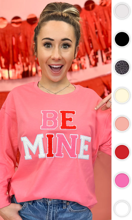 Soft Chenille Be Mine Boyfriend Long Sleeve