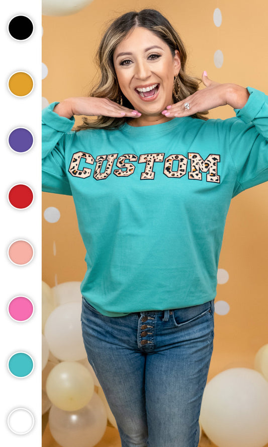 Leopard Ideal Chenille Custom Boyfriend Long Sleeve