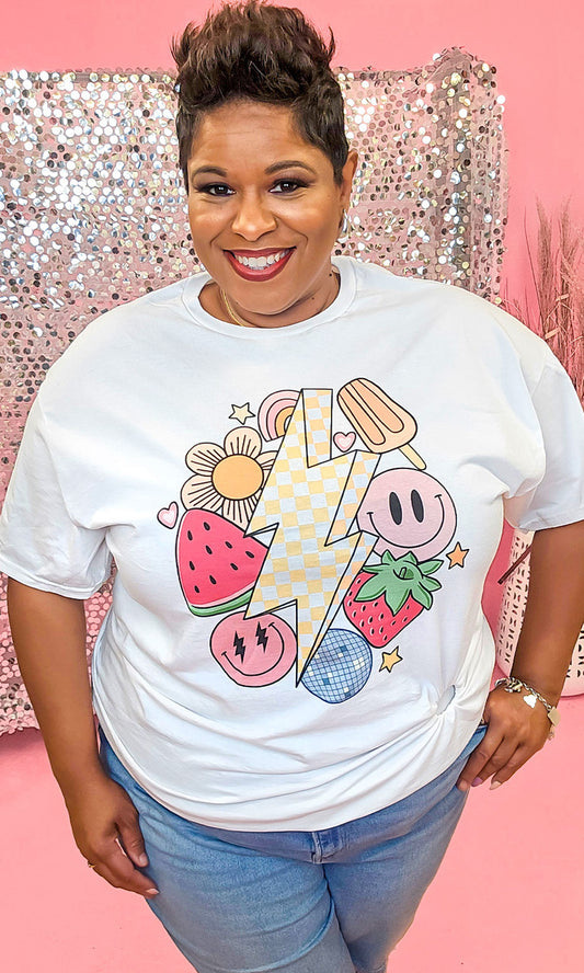 Retro Fruity Summer Adult White Shirt