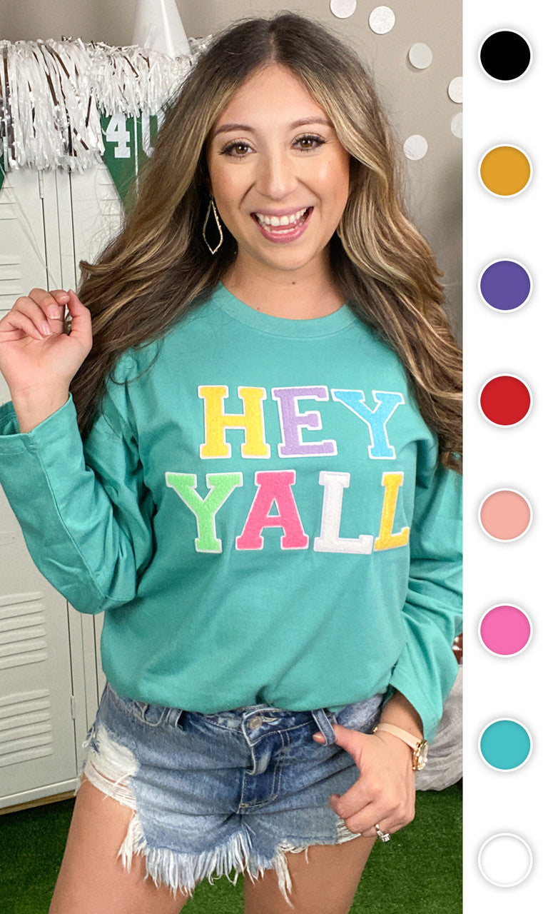 Soft Chenille Hey Y'all Boyfriend Long Sleeve