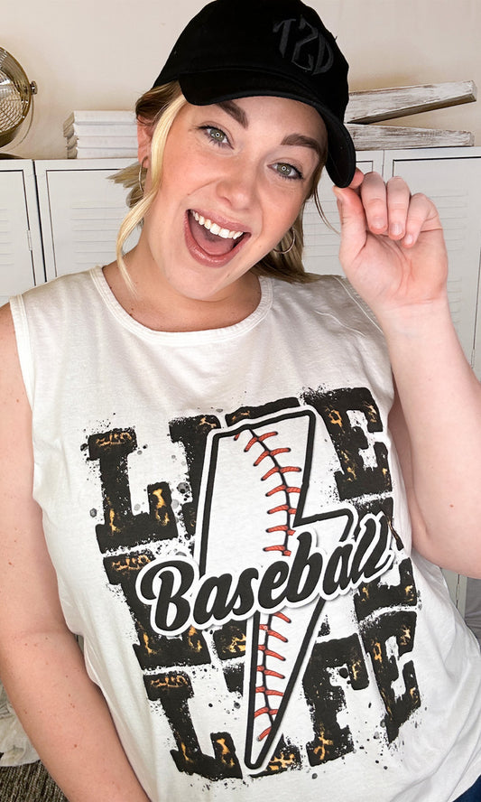 Baseball Life Lightning Bolt Tank Top