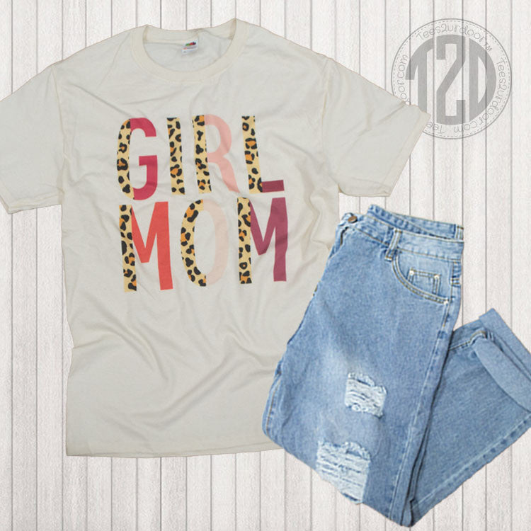 Girl Mom Leopard Letter T-Shirt