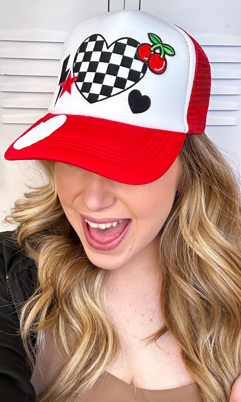 Checkerboard Cherry Patch Trucker Hat