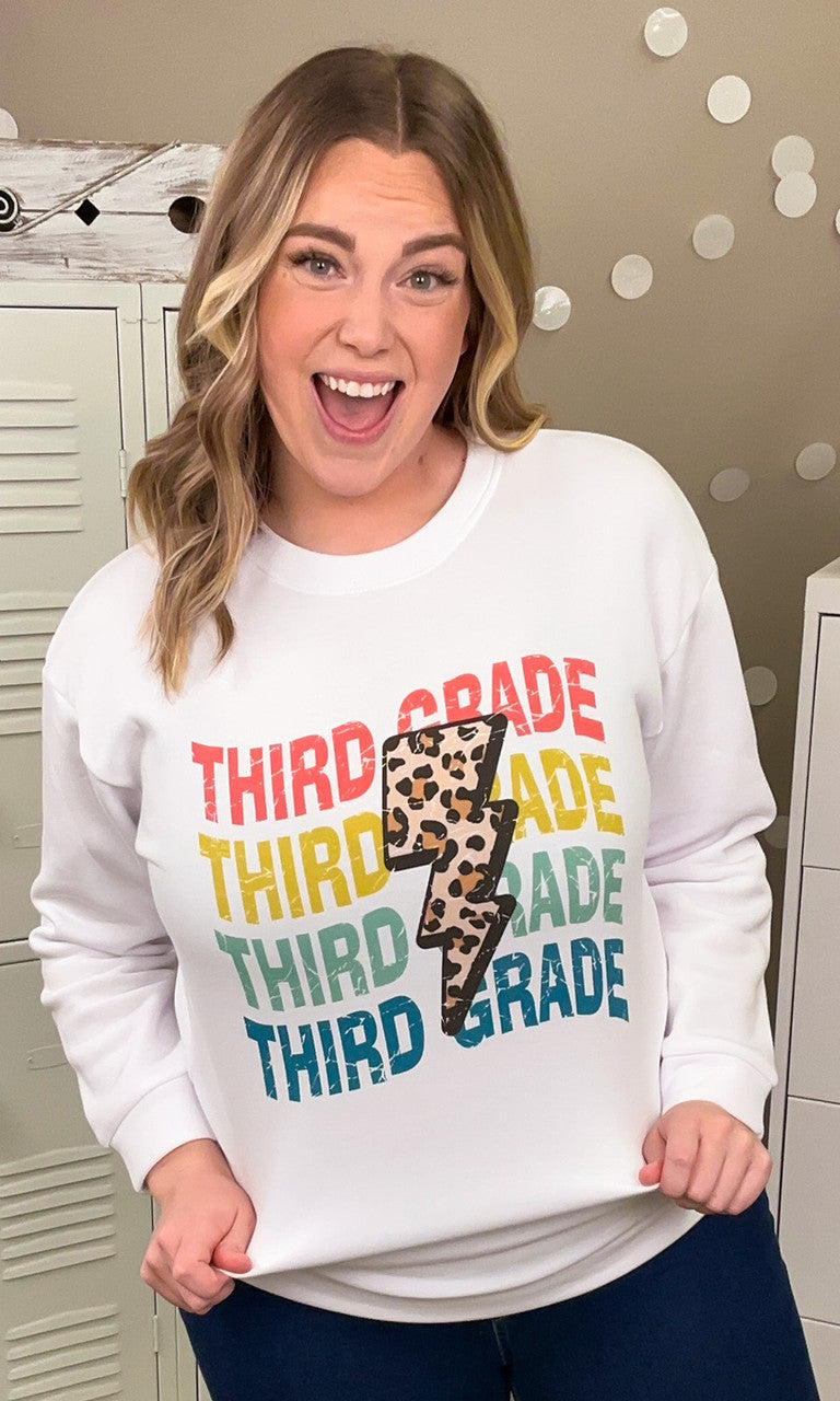 School Leopard Lightning Bolt Graphic Sweatshirt