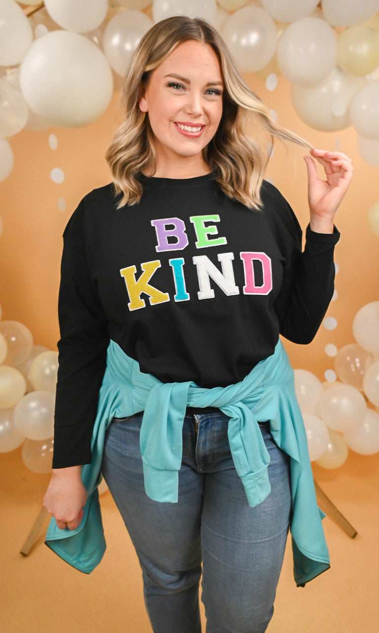 Soft Chenille Be Kind Boyfriend Long Sleeve