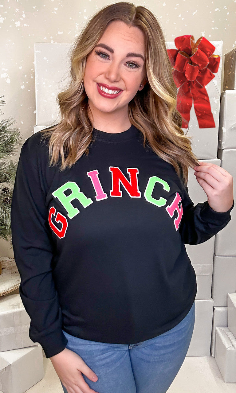 Soft Chenille Grinch Graphic Long Sleeve T-Shirt