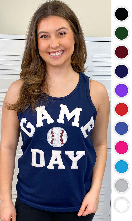 Game Day Sparkle Baseball Tank Top