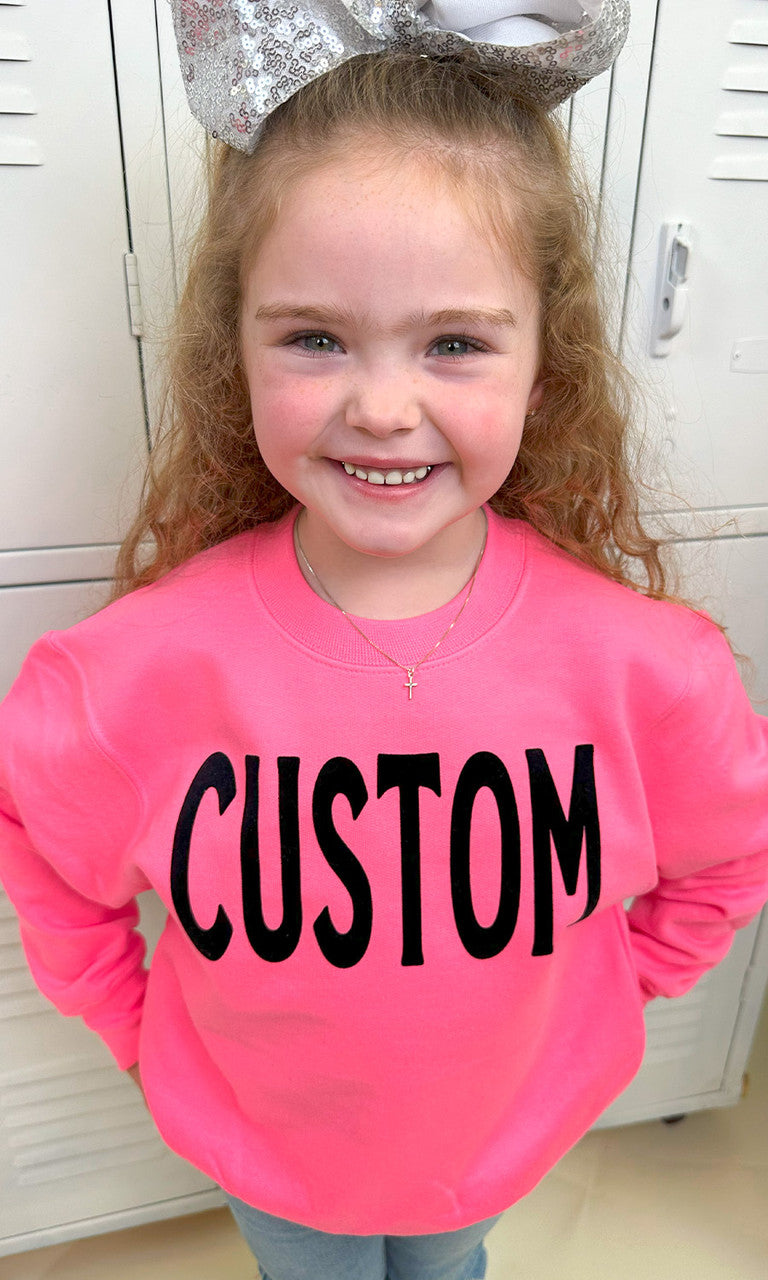 Custom Flock Big Letter Youth Sweatshirt