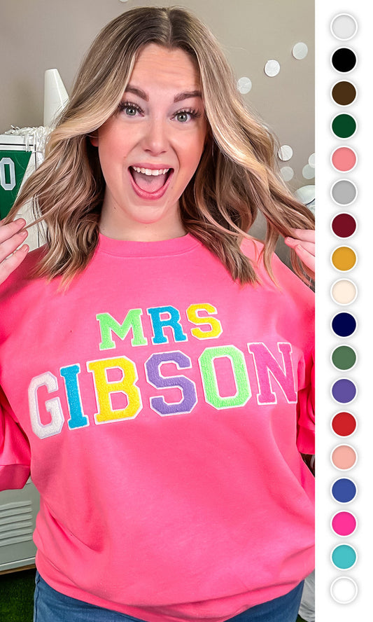 Soft Chenille Custom My Name Is Sweatshirt
