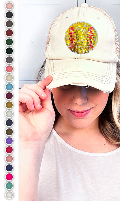 Sparkle Softball Vintage Hat