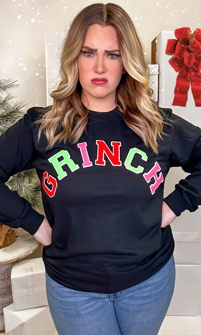 Soft Chenille Grinch Graphic Long Sleeve T-Shirt