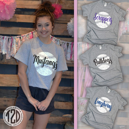 Distressed Baseball with Personalization T-Shirt