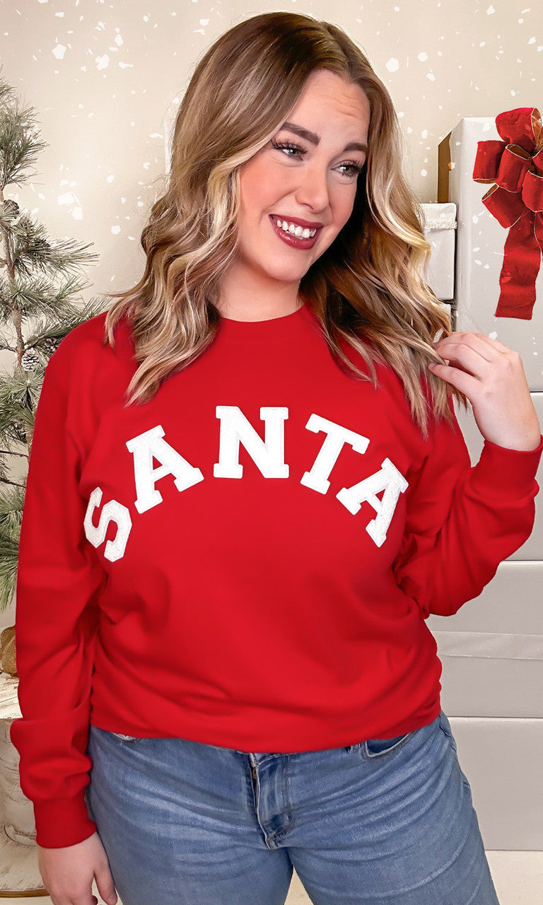 Soft Chenille Santa Graphic Long Sleeve T-Shirt