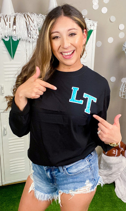 Soft Chenille Monogram Boyfriend Long Sleeve