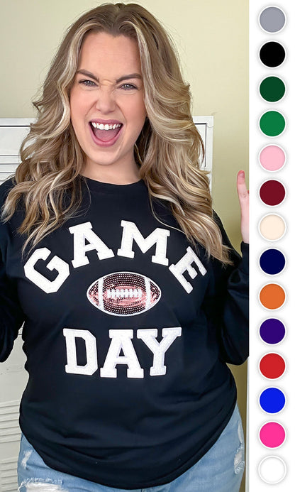 Game Day Sparkle Football Adult Long Sleeve
