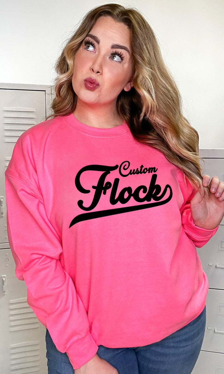 Custom Flock Script Adult Sweatshirt