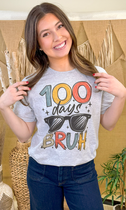 100 Days Brighter Bruh School Graphic T-Shirt