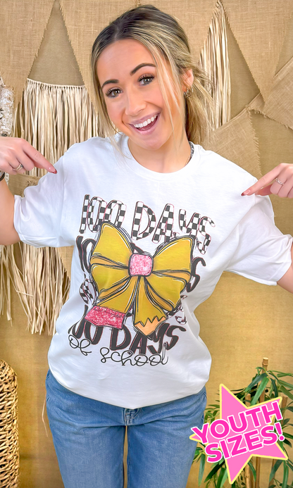 100 Days Checkerboard Pencil Teacher Graphic T-Shirt