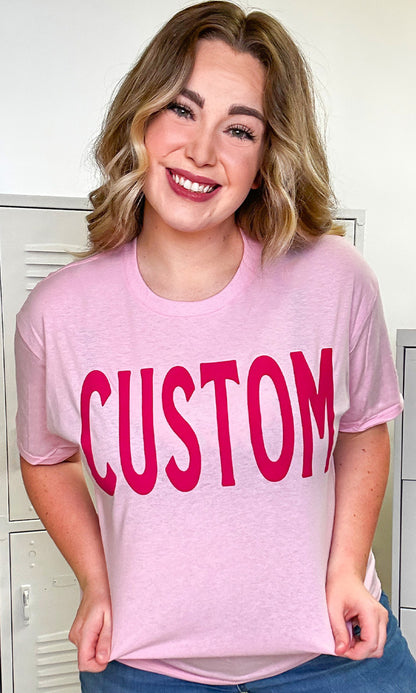 Custom Flock Big Letter Adult T-Shirt