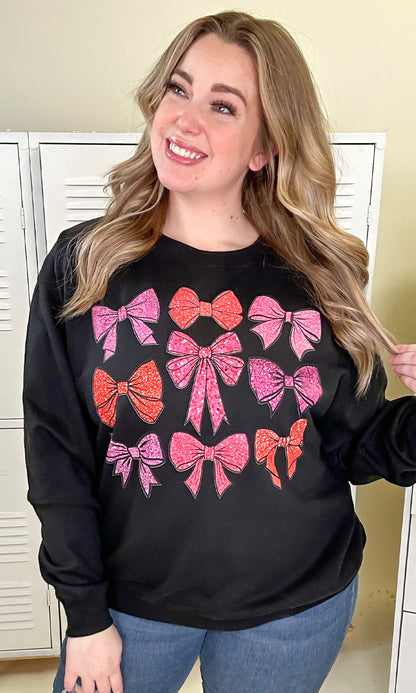 Sparkle Bow Graphic Sweatshirt