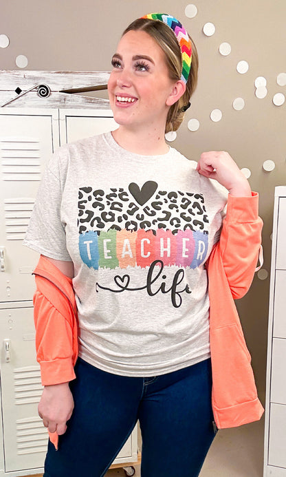 Cheetah Teacher Life Graphic T-Shirt