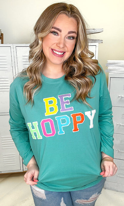 Soft Chenille Be Hoppy Easter Adult Long Sleeve Shirt