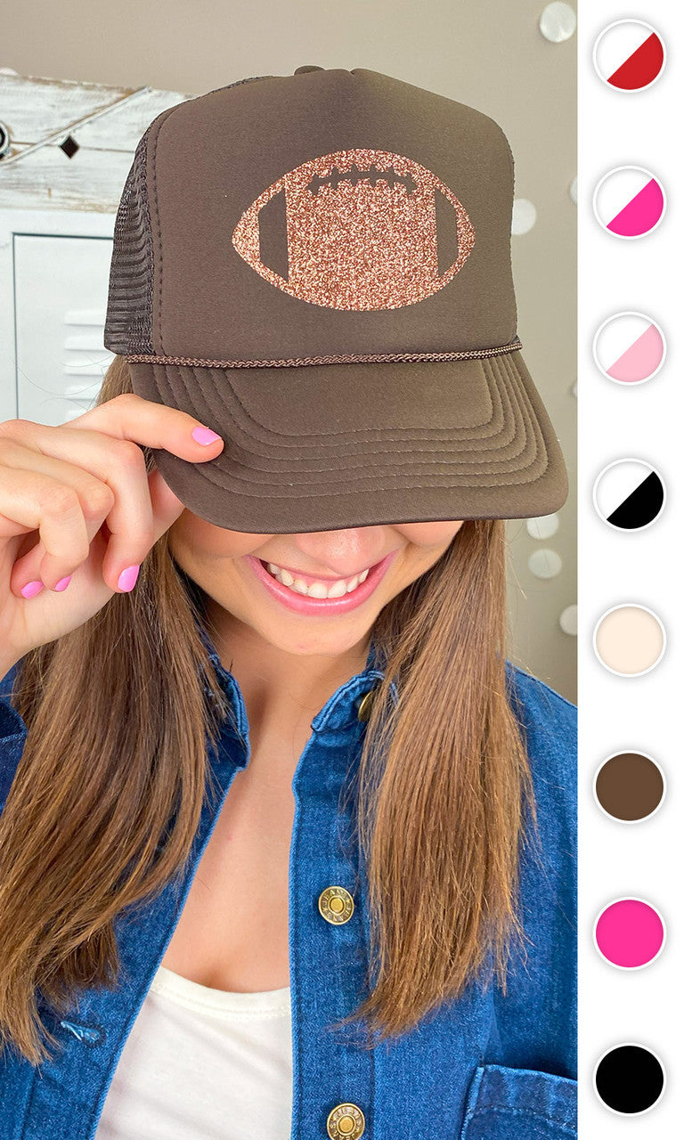 Glitter Football Trucker Hat