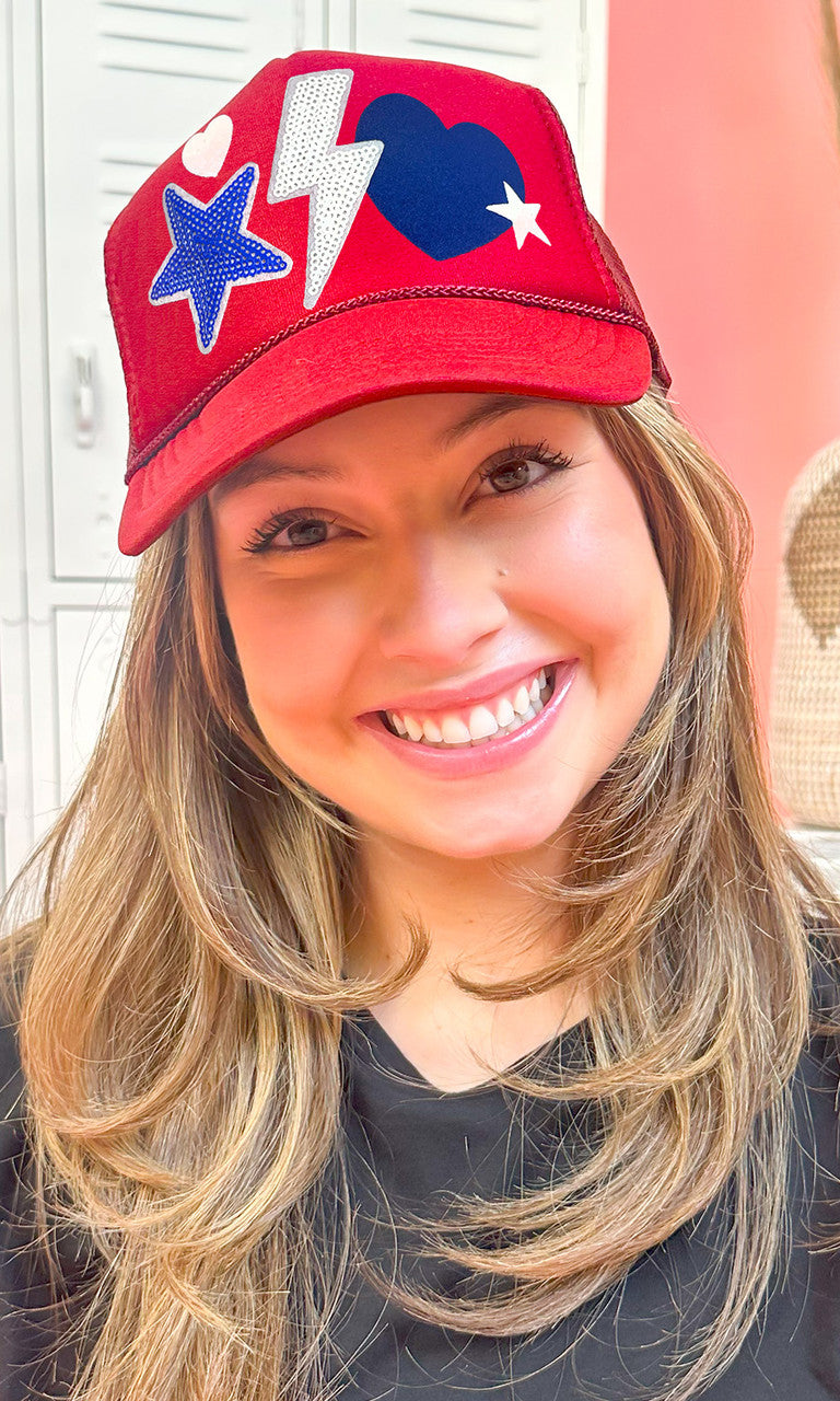 Red, White and Blue Sparkle Things Trucker Hat
