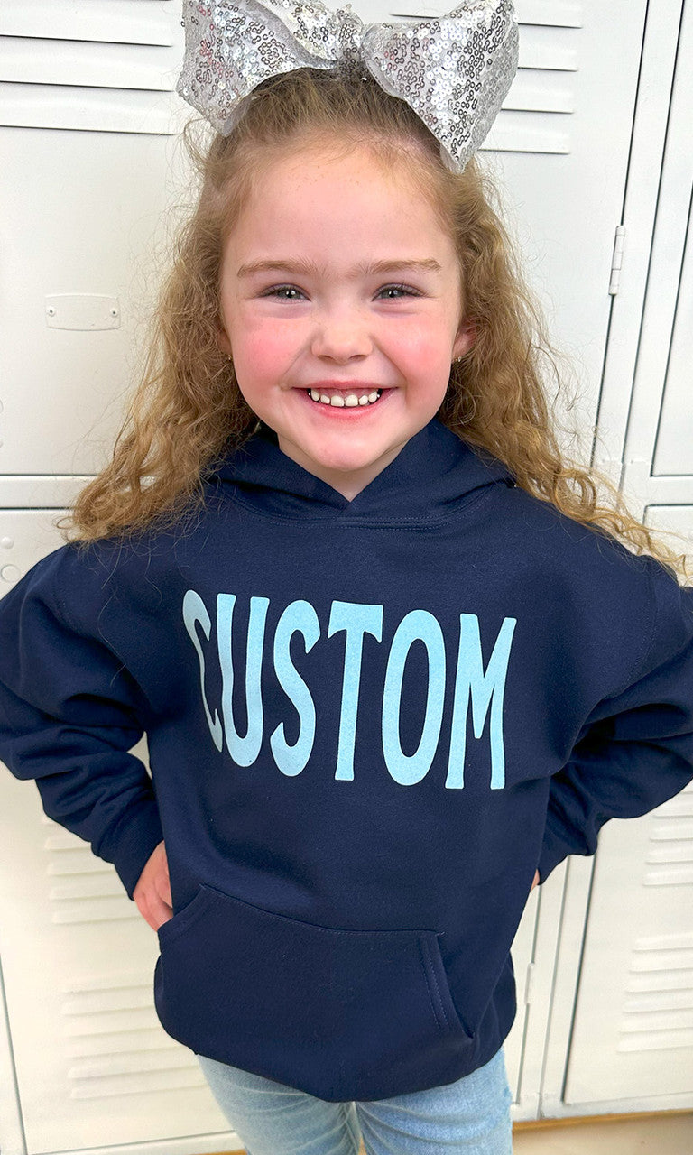 Custom Flock Big Letter Youth Hoodie