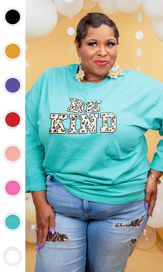 Leopard Ideal Chenille Be Kind Boyfriend Long Sleeve