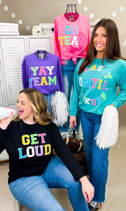 Soft Chenille Go Team Boyfriend Long Sleeve