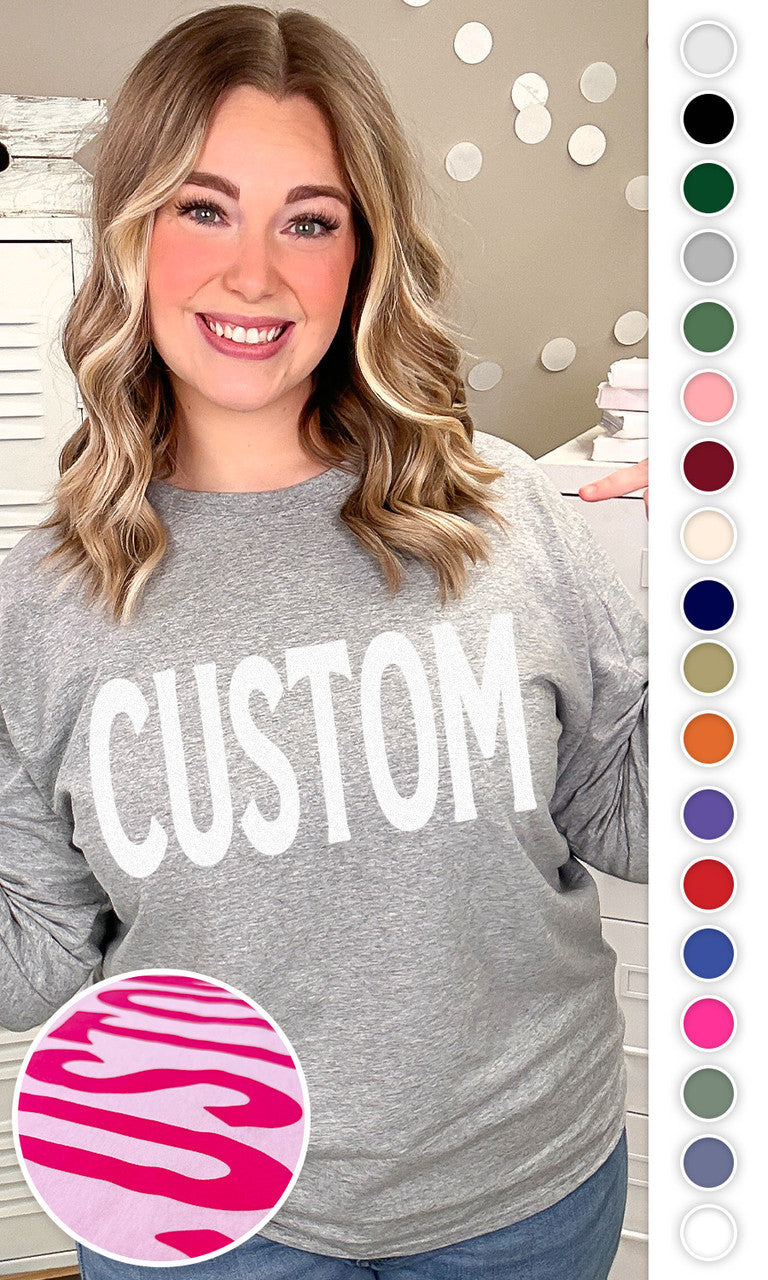 Custom Flock Big Letter Adult Long Sleeve T-Shirt