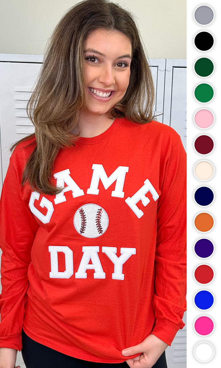 Game Day Sparkle Baseball Adult Long Sleeve