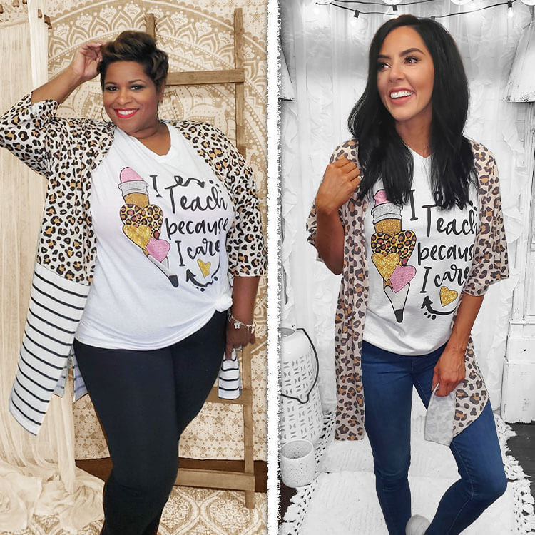 I Teach Because I Care V-Neck T-Shirt