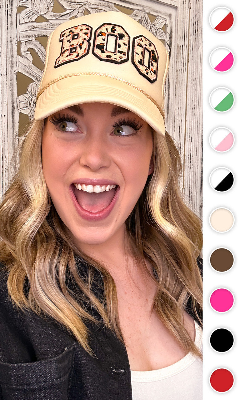 Leopard Ideal Chenille Boo Trucker Hat