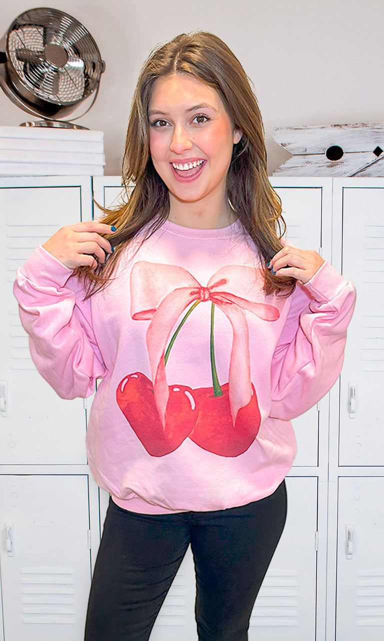 Cherry Bow Graphic Sweatshirt