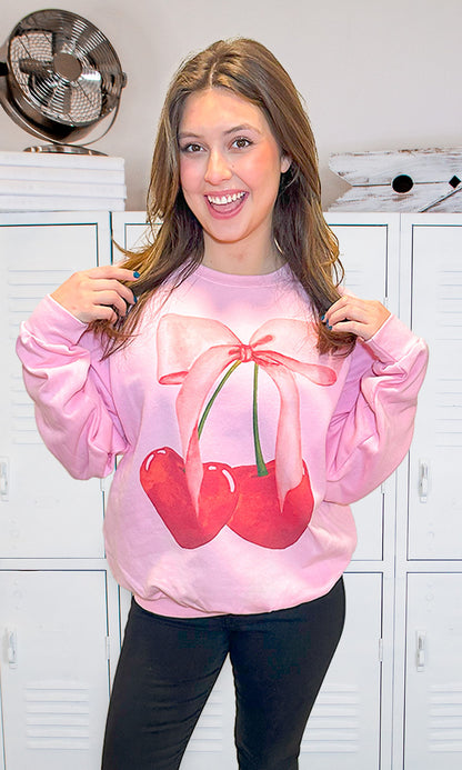 Cherry Bow Graphic Sweatshirt