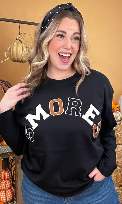 Soft Chenille Smores Graphic Boyfriend Long Sleeve T-Shirt