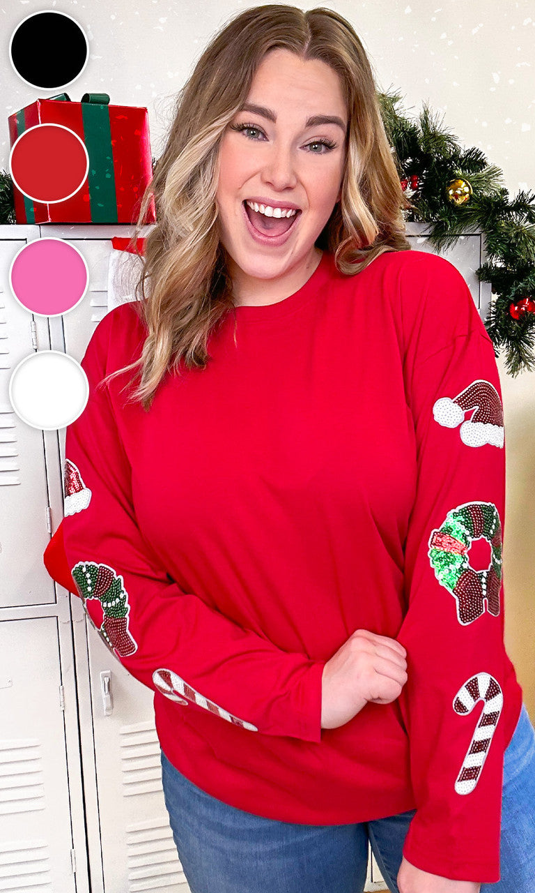 Christmas Sparkle Sleeve Boyfriend Long Sleeve T-Shirt