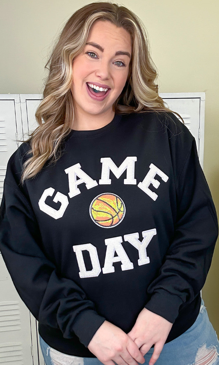 Game Day Sparkle Basketball Adult Sweatshirt