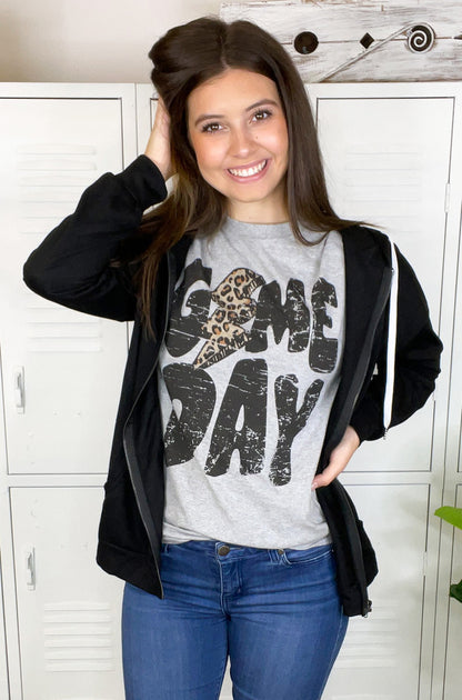 Game Day Leopard Lightning Bolt T-Shirt